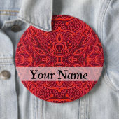 赤い部族のダマスクパターン 缶バッジ (インサイチュ)