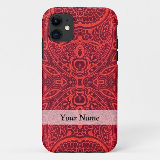 赤い部族のダマスクパターン Case-Mate iPhoneケース (裏面)