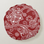 赤い部族の生活装飾用クッション ラウンドクッション (裏面)