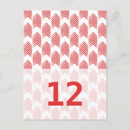 赤い部族矢印テーブル番号はがき ポストカード (正面)