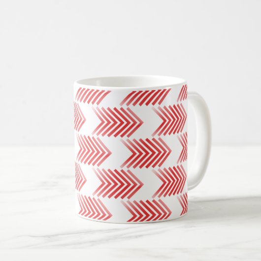 赤い部族矢印パターン コーヒーマグカップ (正面右)