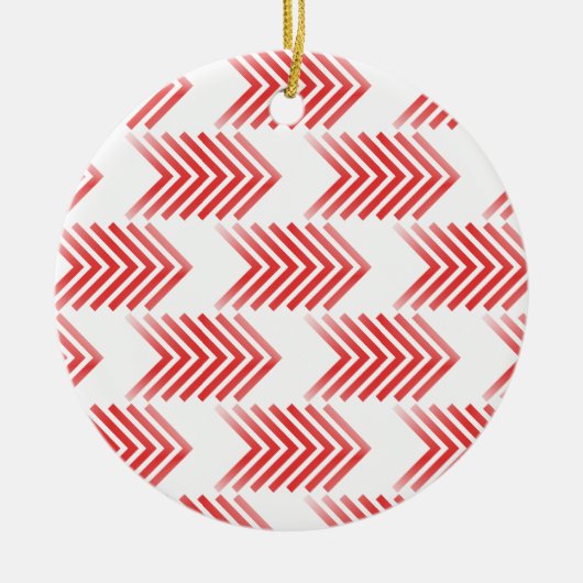 赤い部族矢印パターン セラミックオーナメント (正面)