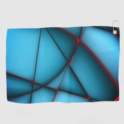 赤い部材の裂け目のある隆起した青い形のない切り出し ゴルフタオル (横)