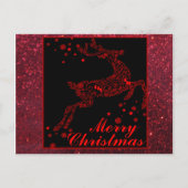 赤い郵便はがきのメリークリスマスのトナカイ シーズンポストカード (正面)