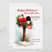 赤い郵便箱 引っ越しのお知らせ ホリデーカード (正面/裏面)