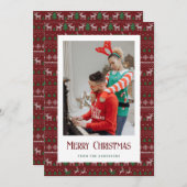 赤い醜いクリスマスセーターの写真のクリスマスカード シーズンカード (正面/裏面)