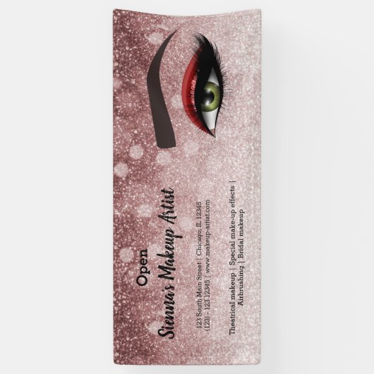 赤い釉薬が目を光らせる |メイクアップアーティスト 横断幕 (縦)