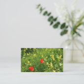 赤い野の花の草原の予約カード 予約カード (スタンド正面)