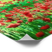 赤い野の花の風景アートのフィールド ポスター (角)