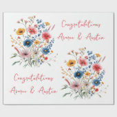 赤い野の花 ウェディング/シャワーのお祝い ラッピングペーパー (フラット)