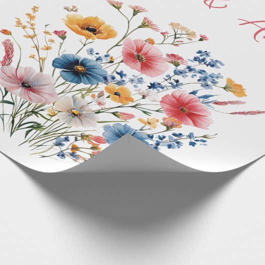 赤い野の花 ウェディング/シャワーのお祝い ラッピングペーパー (角)