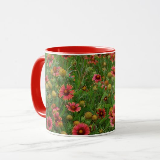 赤い野の花 フラワーマグカップ マグカップ (正面左)