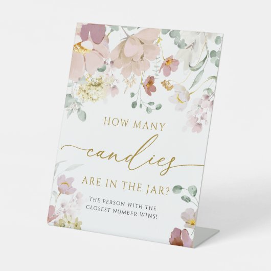 赤い野の花　瓶の中にはいくつのお菓子が？ 台座サイン (正面)