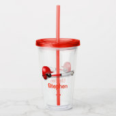 赤い野球のバット - 名前入り アクリルタンブラー (正面)