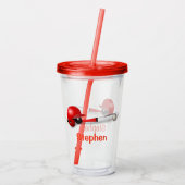 赤い野球のバット - 名前入り アクリルタンブラー (裏面)