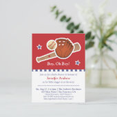 赤い野球のベビーシャワーのパーティー 招待状 (スタンド正面)