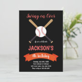 赤い野球の誕生日招待状 招待状 (スタンド正面)