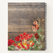 赤い野生の花の木のキッチン用品の料理本 ノートブック (裏面)