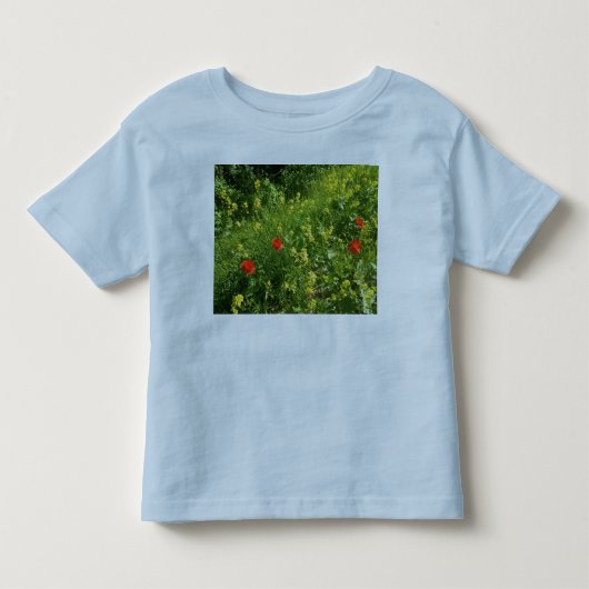 赤い野花の草原のトドラーTシャツ トドラーTシャツ (正面)