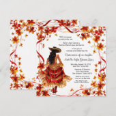 赤い金のチャラ キンセニアერა 招待状 (正面/裏面)