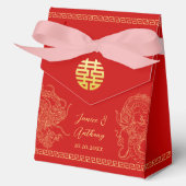 赤い金の中国の結婚式の龍と鳳凰 フェイバーボックス (正面)