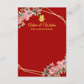 赤い金の幾何学模様の花輪 中国風の結婚式 アドバイスカード (正面)