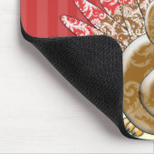 赤い金ゴールドかわいい漫画トルコのダマスクパターン マウスパッド (コーナー)