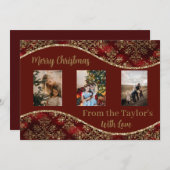 赤い金ゴールドが輝くクリスマスフォトカ縁どード シーズンカード (正面/裏面)