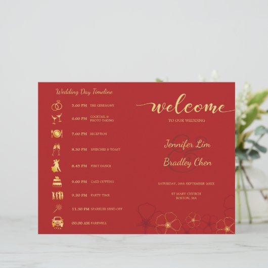 赤い金ゴールドさくらんぼが折り返し結婚のタイムライン (スタンド正面)