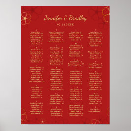 赤い金ゴールドさくらんぼの座席表 |色カスタム付 ポスター