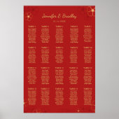 赤い金ゴールドさくらんぼの座席表 |色カスタム付 ポスター (正面)