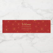 赤い金ゴールドさくらんぼ花咲き歓迎ウォーターラベル ペットボトルラベル (シングルラベル)