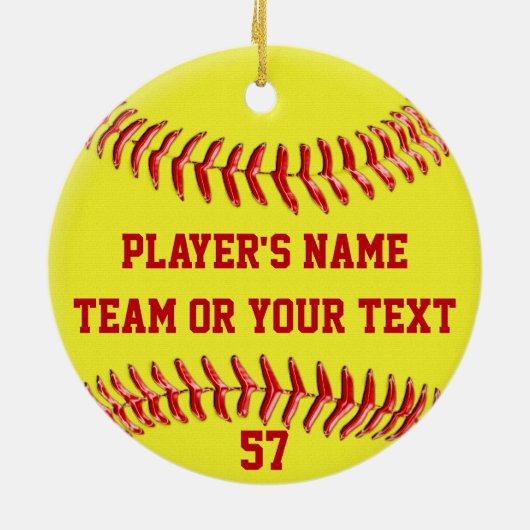 赤い金ゴールドすごい可愛いソフトボールクリスマスオーナメント セラミックオーナメント (裏面)