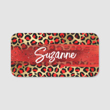 赤い金ゴールドとブラックフォイルヒョウのブラシストローク