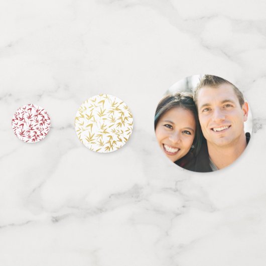 赤い金ゴールドと白い竹の二重の幸せ中国の コンフェッティ (正面)