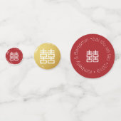 赤い金ゴールドと白い竹の二重の幸せ中国の コンフェッティ (裏面)