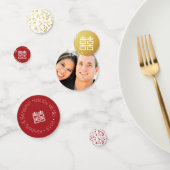 赤い金ゴールドと白い竹の二重の幸せ中国の コンフェッティ (グループ)