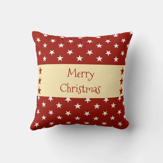 赤い金ゴールドと白と星と名前クリスマス クッション (裏面)