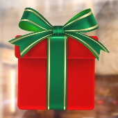 赤い金ゴールドと緑のクリスマスプレゼントの窓が貼り付く ウィンドウサイン (シート2)