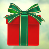 赤い金ゴールドと緑のクリスマスプレゼントの窓が貼り付く ウィンドウサイン (シート3)