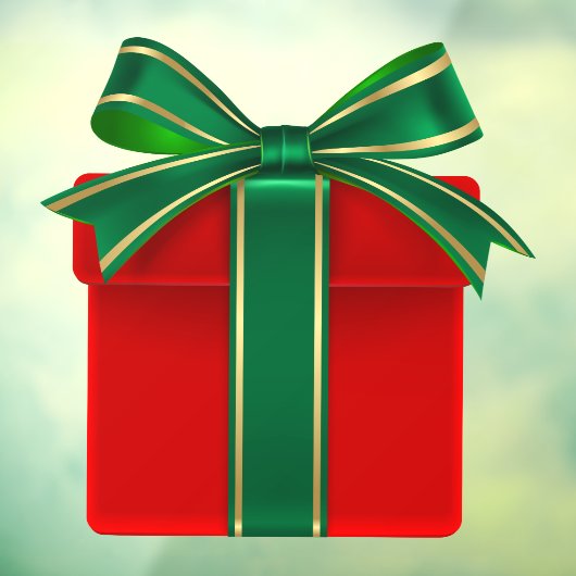 赤い金ゴールドと緑のクリスマスプレゼントの窓が貼り付く ウィンドウサイン (シート3)