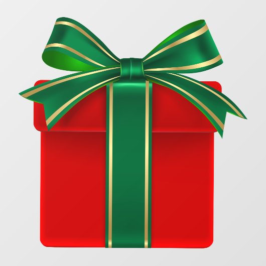 赤い金ゴールドと緑のクリスマスプレゼントの窓が貼り付く ウィンドウサイン (シート)