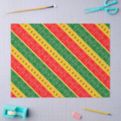 赤い金ゴールドと緑の泥布の部族模様 薄葉紙 (クラフト)