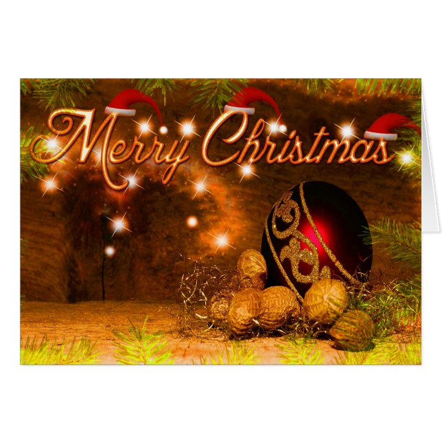 赤い金ゴールドと緑の装飾ボールがクリスマスに結婚 (正面横)