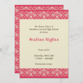 赤い金ゴールドのアラビアの後輩の年長プロムのフォーマルなダンス 招待状 (正面/裏面)