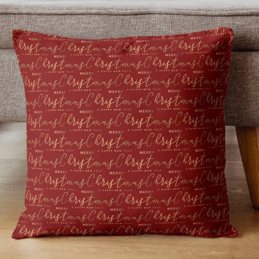 赤い金ゴールドのクリスマススクリプト クッション