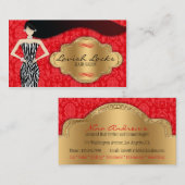 赤い金ゴールドのシマウマのダマスク織の美容師のサロン 名刺 (正面/裏面)