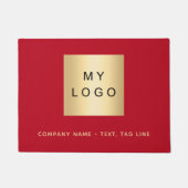 赤い金ゴールドのビジネスロゴ ドアマット (正面)