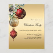 赤い金ゴールドのボーブル松クリスマスパーティの招待状 (正面)