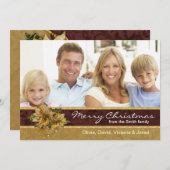 赤い金ゴールドのポインセチアの写真のクリスマスカード シーズンカード (正面/裏面)